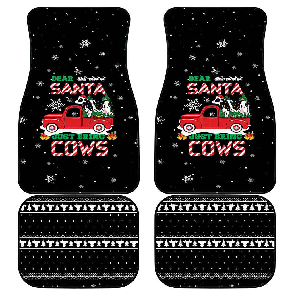 Funny Christmas Cows in Red Truck Car Mats Dear Santa Just Bring Cows Quote on Snowflake - Wonder Print Shop