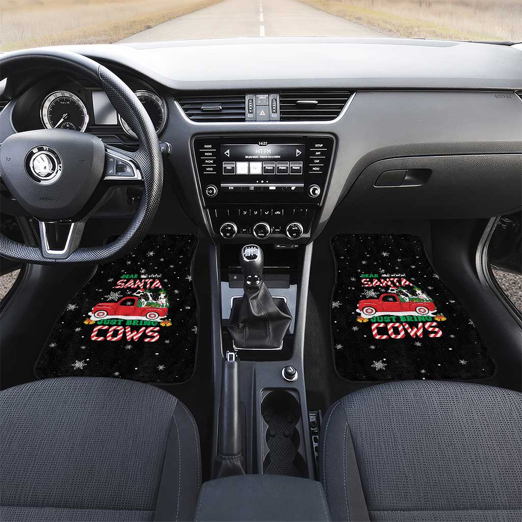 Funny Christmas Cows in Red Truck Car Mats Dear Santa Just Bring Cows Quote on Snowflake - Wonder Print Shop