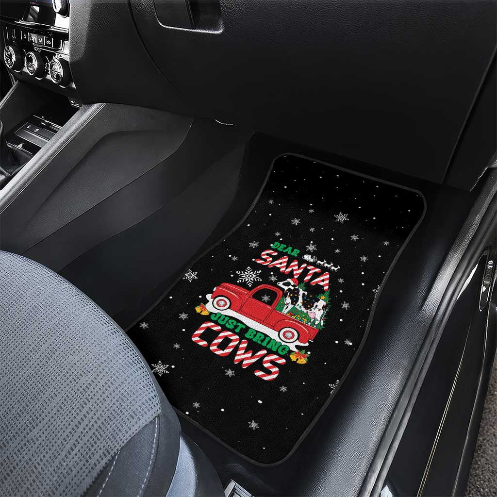 Funny Christmas Cows in Red Truck Car Mats Dear Santa Just Bring Cows Quote on Snowflake - Wonder Print Shop