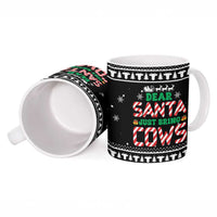 Funny Christmas Cows in Red Truck Ceramic Mug Dear Santa Just Bring Cows Quote on Snowflake - Wonder Print Shop
