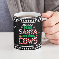 Funny Christmas Cows in Red Truck Ceramic Mug Dear Santa Just Bring Cows Quote on Snowflake - Wonder Print Shop