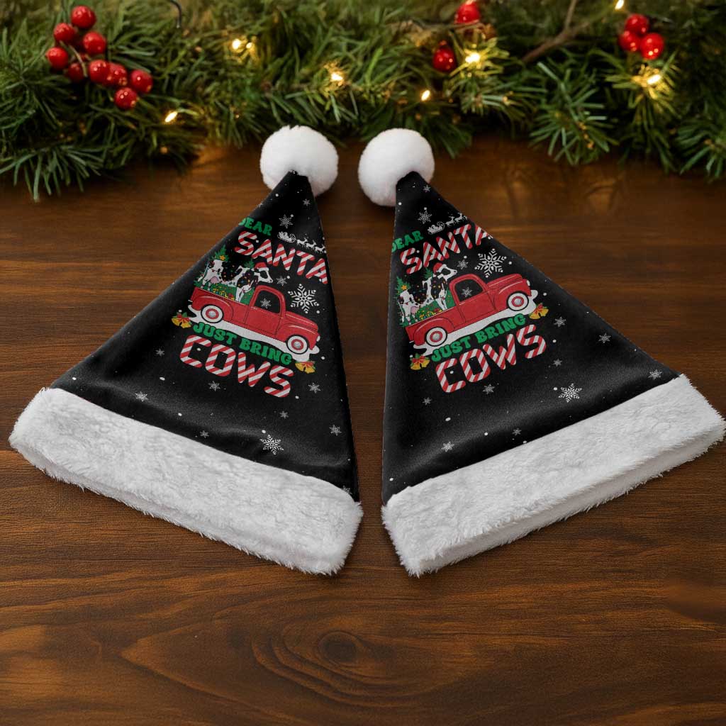 Funny Christmas Cows in Red Truck Christmas Santa Hat Dear Santa Just Bring Cows Quote on Snowflake - Wonder Print Shop