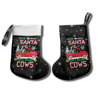 Funny Christmas Cows in Red Truck Christmas Stocking Dear Santa Just Bring Cows Quote on Snowflake - Wonder Print Shop
