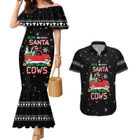 Funny Christmas Cows in Red Truck Couples Matching Mermaid Dress and Hawaiian Shirt Dear Santa Just Bring Cows Quote on Snowflake - Wonder Print Shop