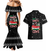 Funny Christmas Cows in Red Truck Couples Matching Mermaid Dress and Hawaiian Shirt Dear Santa Just Bring Cows Quote on Snowflake - Wonder Print Shop