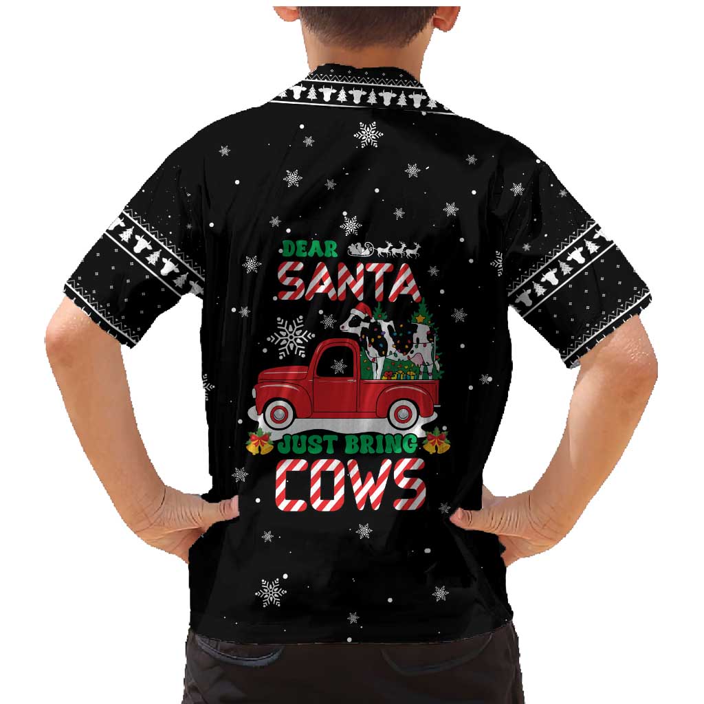 Funny Christmas Cows in Red Truck Family Matching Mermaid Dress and Hawaiian Shirt Dear Santa Just Bring Cows Quote on Snowflake - Wonder Print Shop
