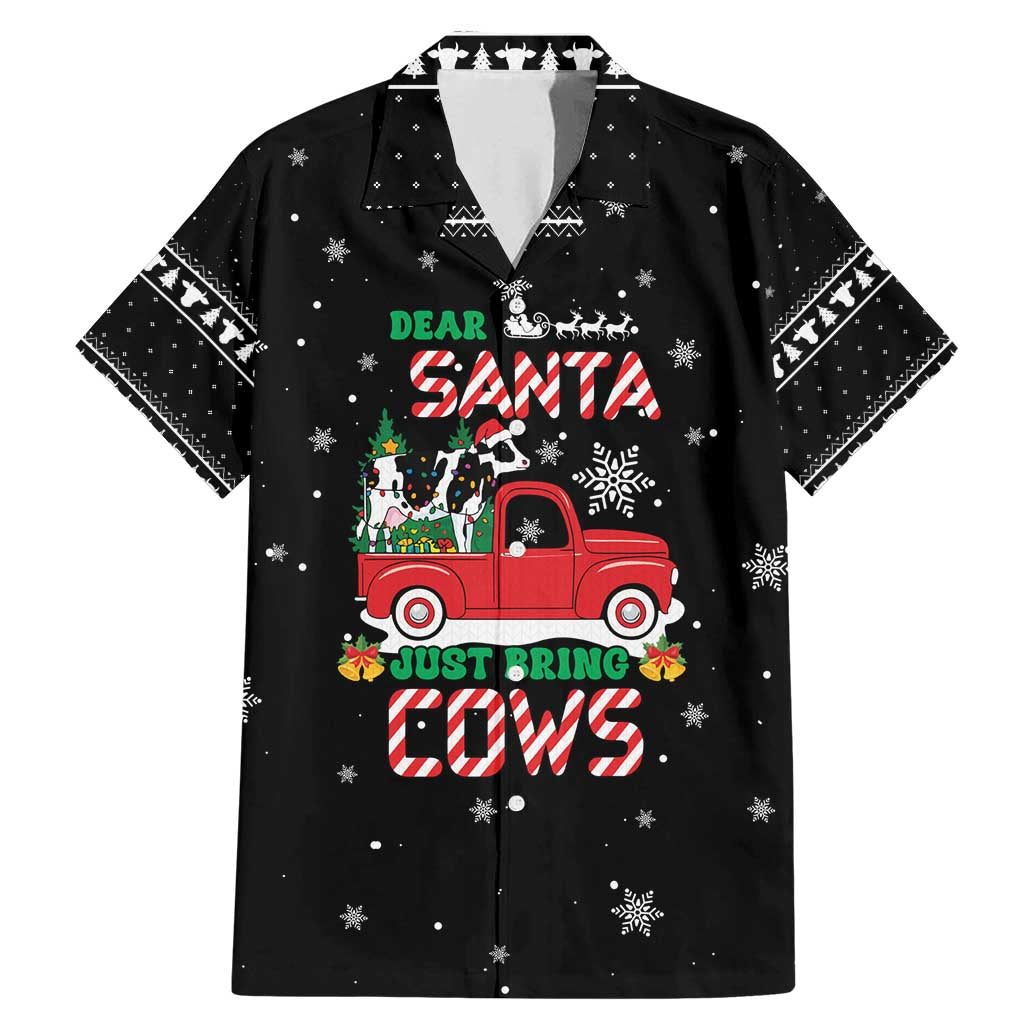 Funny Christmas Cows in Red Truck Family Matching Mermaid Dress and Hawaiian Shirt Dear Santa Just Bring Cows Quote on Snowflake - Wonder Print Shop