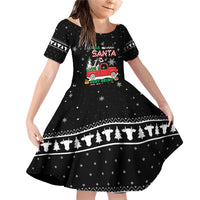 Funny Christmas Cows in Red Truck Family Matching Off Shoulder Short Dress and Hawaiian Shirt Dear Santa Just Bring Cows Quote on Snowflake - Wonder Print Shop