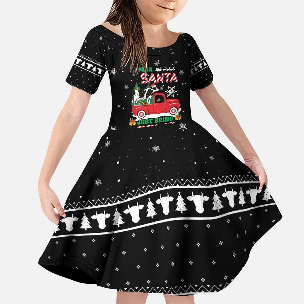 Funny Christmas Cows in Red Truck Family Matching Puletasi and Hawaiian Shirt Dear Santa Just Bring Cows Quote on Snowflake - Wonder Print Shop