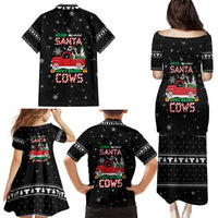 Funny Christmas Cows in Red Truck Family Matching Puletasi and Hawaiian Shirt Dear Santa Just Bring Cows Quote on Snowflake - Wonder Print Shop