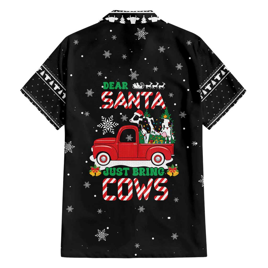 Funny Christmas Cows in Red Truck Family Matching Puletasi and Hawaiian Shirt Dear Santa Just Bring Cows Quote on Snowflake - Wonder Print Shop