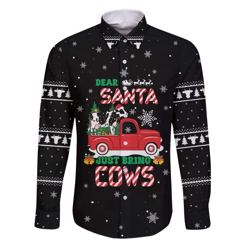 Funny Christmas Cows in Red Truck Family Matching Puletasi and Hawaiian Shirt Dear Santa Just Bring Cows Quote on Snowflake - Wonder Print Shop