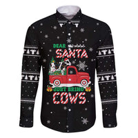 Funny Christmas Cows in Red Truck Family Matching Puletasi and Hawaiian Shirt Dear Santa Just Bring Cows Quote on Snowflake - Wonder Print Shop