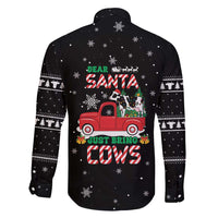 Funny Christmas Cows in Red Truck Family Matching Puletasi and Hawaiian Shirt Dear Santa Just Bring Cows Quote on Snowflake - Wonder Print Shop