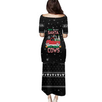Funny Christmas Cows in Red Truck Family Matching Puletasi and Hawaiian Shirt Dear Santa Just Bring Cows Quote on Snowflake - Wonder Print Shop