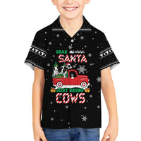 Funny Christmas Cows in Red Truck Family Matching Puletasi and Hawaiian Shirt Dear Santa Just Bring Cows Quote on Snowflake - Wonder Print Shop