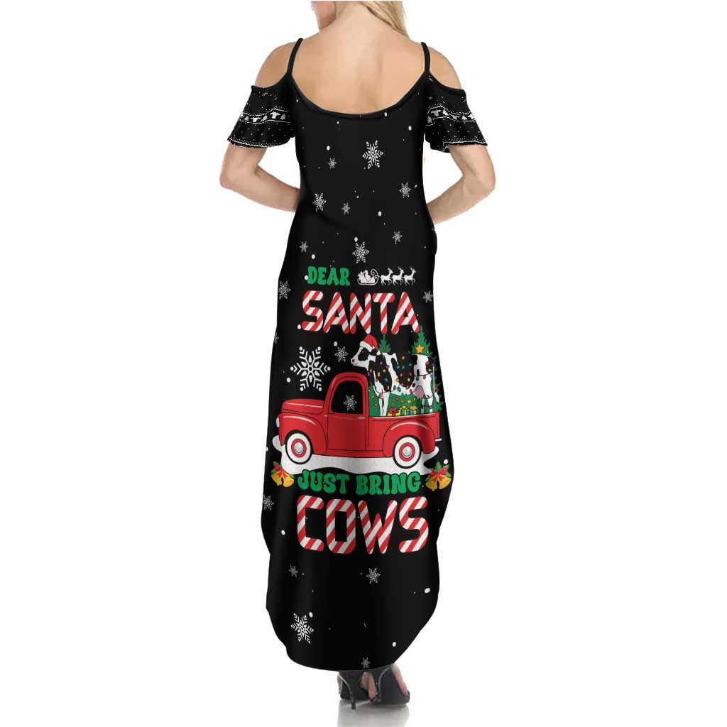 Funny Christmas Cows in Red Truck Family Matching Summer Maxi Dress and Hawaiian Shirt Dear Santa Just Bring Cows Quote on Snowflake - Wonder Print Shop