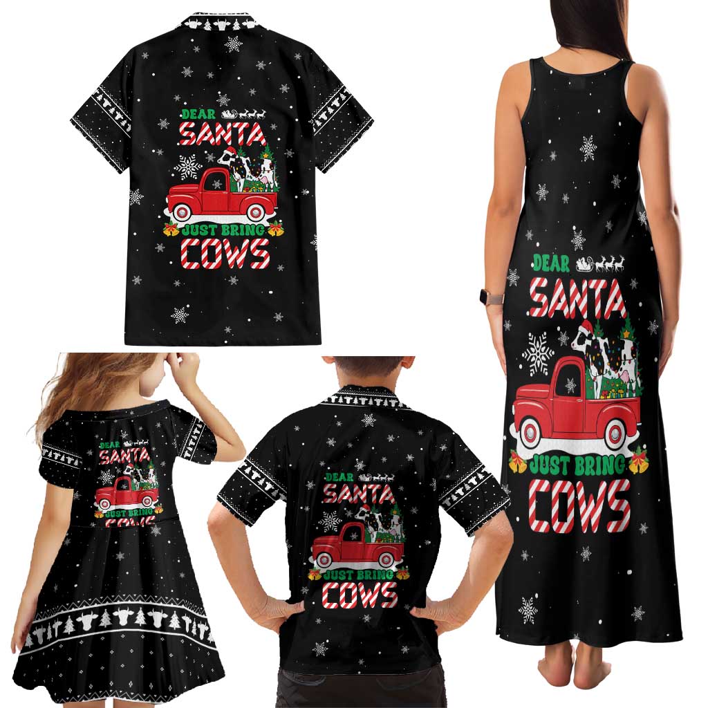 Funny Christmas Cows in Red Truck Family Matching Tank Maxi Dress and Hawaiian Shirt Dear Santa Just Bring Cows Quote on Snowflake - Wonder Print Shop