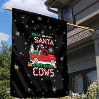 Funny Christmas Cows in Red Truck Garden Flag Dear Santa Just Bring Cows Quote on Snowflake - Wonder Print Shop