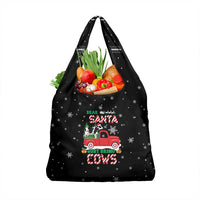 Funny Christmas Cows in Red Truck Grocery Bag Dear Santa Just Bring Cows Quote on Snowflake - Wonder Print Shop