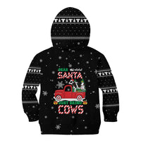 Funny Christmas Cows in Red Truck Kid Hoodie Dear Santa Just Bring Cows Quote on Snowflake - Wonder Print Shop