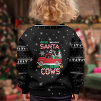 Funny Christmas Cows in Red Truck Kid Ugly Christmas Sweater Dear Santa Just Bring Cows Quote on Snowflake - Wonder Print Shop