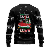 Funny Christmas Cows in Red Truck Ugly Christmas Sweater Dear Santa Just Bring Cows Quote on Snowflake - Wonder Print Shop