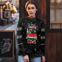 Funny Christmas Cows in Red Truck Ugly Christmas Sweater Dear Santa Just Bring Cows Quote on Snowflake - Wonder Print Shop