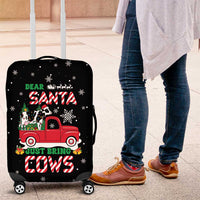 Funny Christmas Cows in Red Truck Luggage Cover Dear Santa Just Bring Cows Quote on Snowflake - Wonder Print Shop