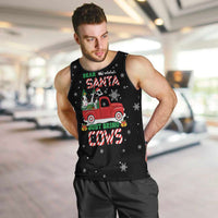 Funny Christmas Cows in Red Truck Men Tank Top Dear Santa Just Bring Cows Quote on Snowflake - Wonder Print Shop