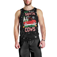 Funny Christmas Cows in Red Truck Men Tank Top Dear Santa Just Bring Cows Quote on Snowflake - Wonder Print Shop