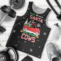 Funny Christmas Cows in Red Truck Men Tank Top Dear Santa Just Bring Cows Quote on Snowflake - Wonder Print Shop