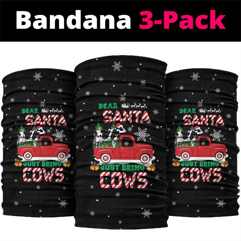 Funny Christmas Cows in Red Truck Neck Gaiter Dear Santa Just Bring Cows Quote on Snowflake - Wonder Print Shop