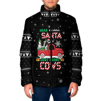 Funny Christmas Cows in Red Truck Padded Jacket Dear Santa Just Bring Cows Quote on Snowflake - Wonder Print Shop