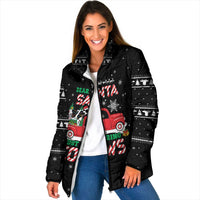 Funny Christmas Cows in Red Truck Padded Jacket Dear Santa Just Bring Cows Quote on Snowflake - Wonder Print Shop