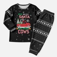 Funny Christmas Cows in Red Truck Christmas Pajama Set Dear Santa Just Bring Cows Quote on Snowflake - Wonder Print Shop