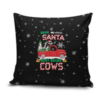 Funny Christmas Cows in Red Truck Pillow Cover Dear Santa Just Bring Cows Quote on Snowflake - Wonder Print Shop
