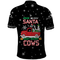 Funny Christmas Cows in Red Truck Polo Shirt Dear Santa Just Bring Cows Quote on Snowflake - Wonder Print Shop