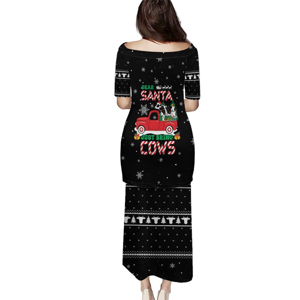 Funny Christmas Cows in Red Truck Puletasi Dear Santa Just Bring Cows Quote on Snowflake - Wonder Print Shop