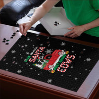 Funny Christmas Cows in Red Truck Puzzle Dear Santa Just Bring Cows Quote on Snowflake - Wonder Print Shop