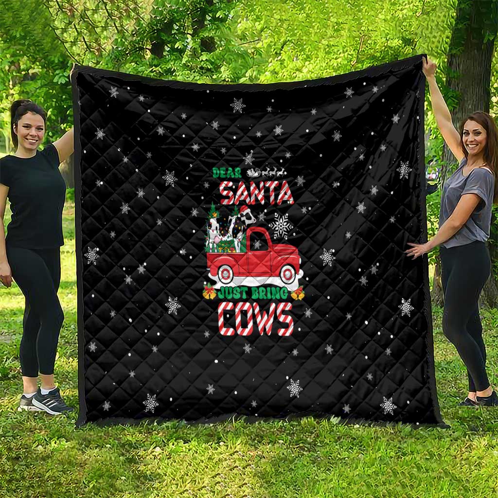 Funny Christmas Cows in Red Truck Quilt Dear Santa Just Bring Cows Quote on Snowflake - Wonder Print Shop