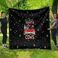 Funny Christmas Cows in Red Truck Quilt Dear Santa Just Bring Cows Quote on Snowflake - Wonder Print Shop