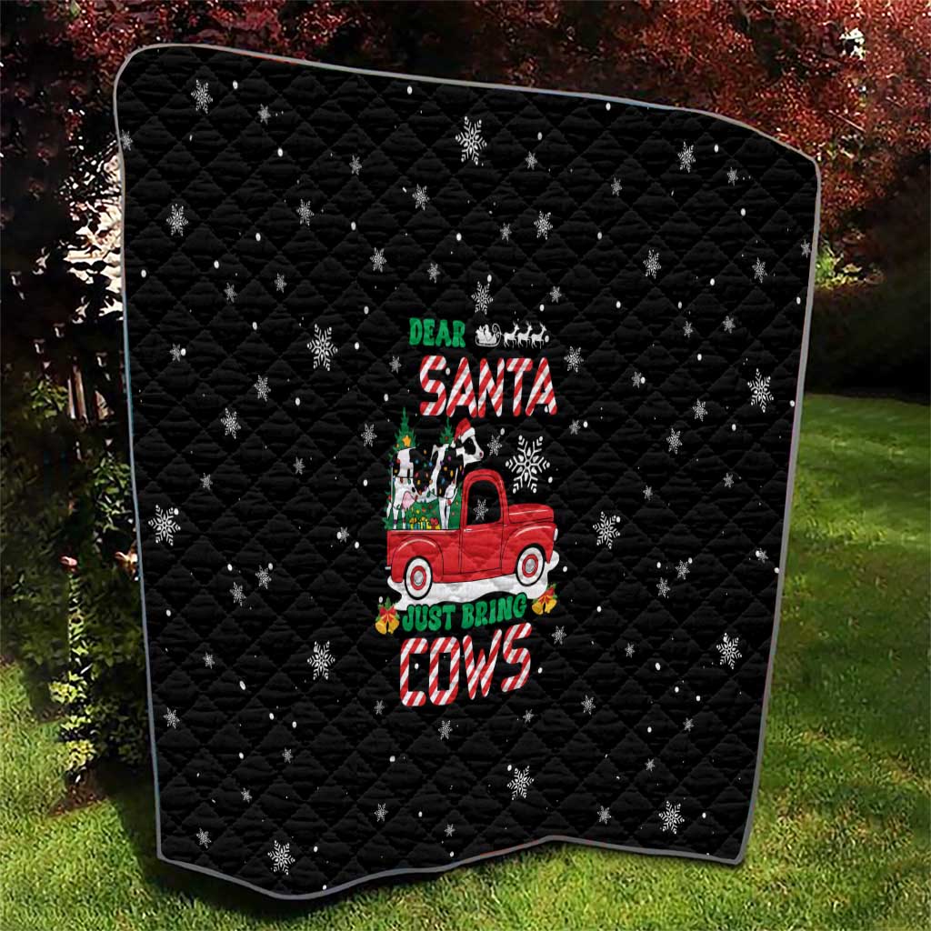 Funny Christmas Cows in Red Truck Quilt Dear Santa Just Bring Cows Quote on Snowflake - Wonder Print Shop