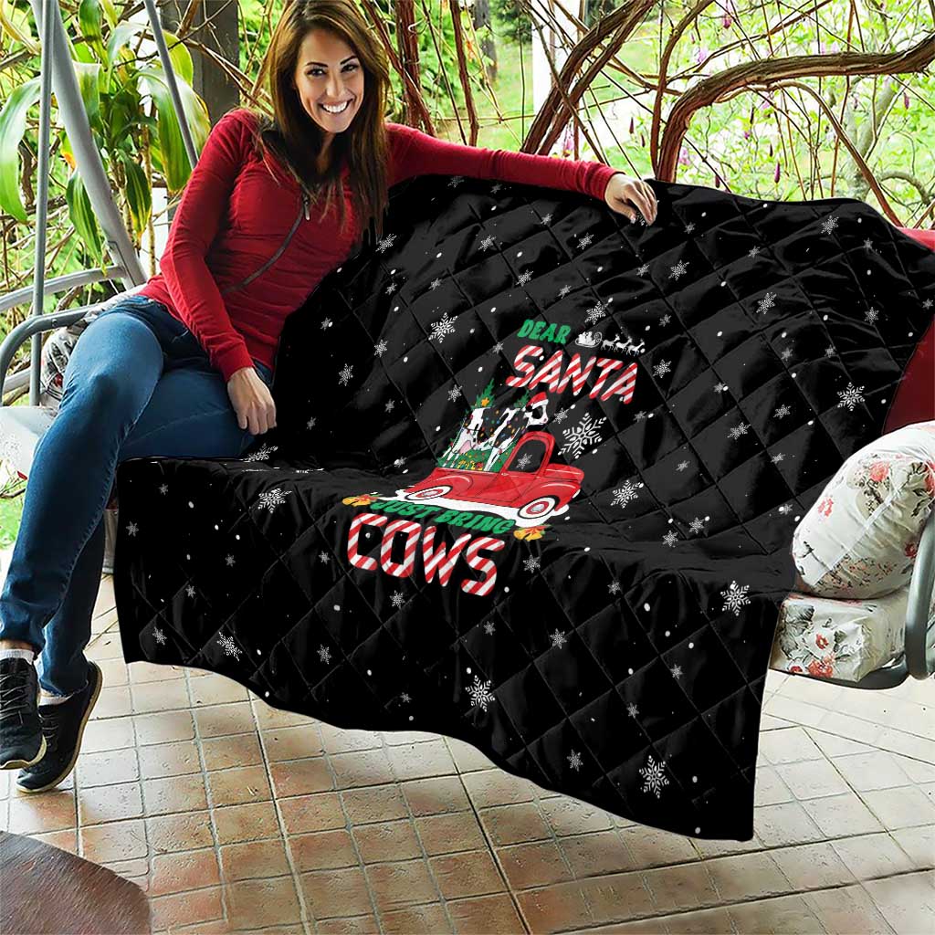 Funny Christmas Cows in Red Truck Quilt Dear Santa Just Bring Cows Quote on Snowflake - Wonder Print Shop