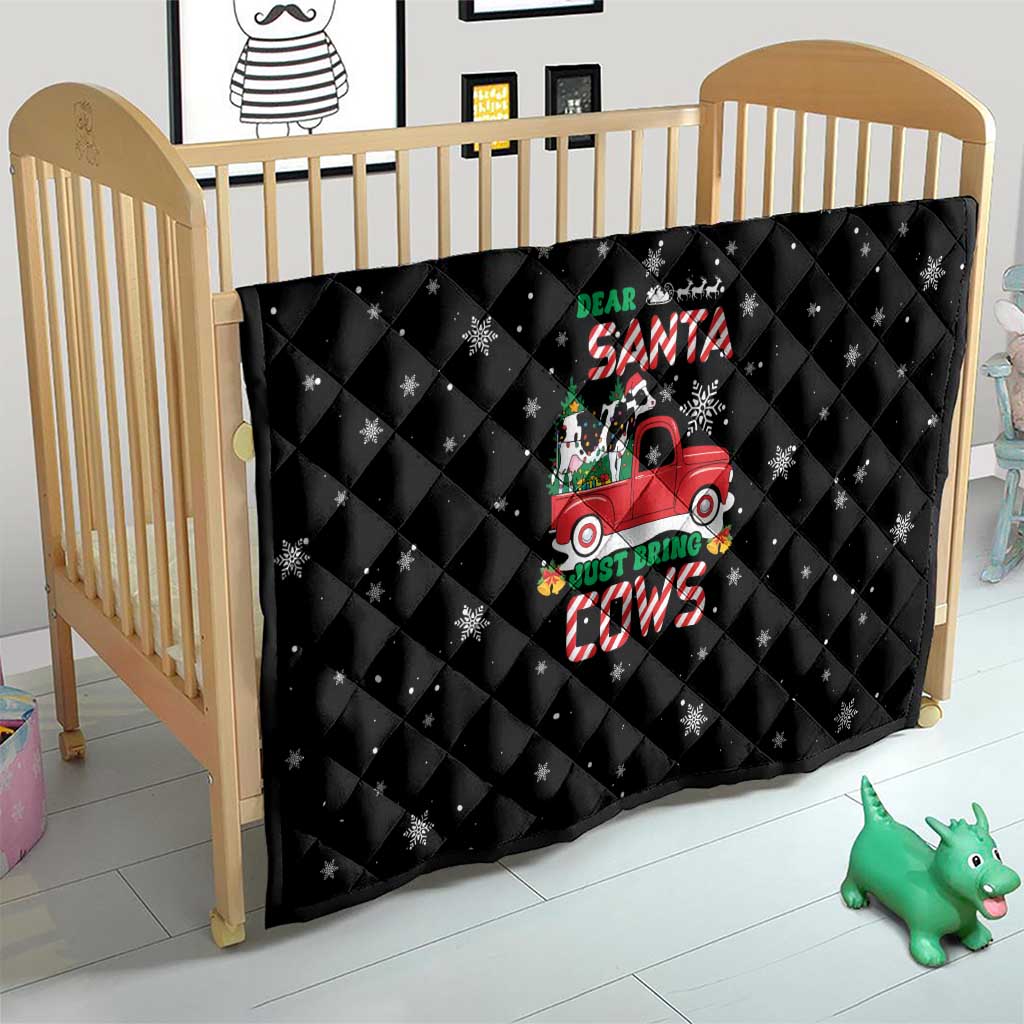 Funny Christmas Cows in Red Truck Quilt Dear Santa Just Bring Cows Quote on Snowflake - Wonder Print Shop