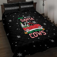 Funny Christmas Cows in Red Truck Quilt Bed Set Dear Santa Just Bring Cows Quote on Snowflake - Wonder Print Shop
