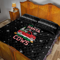 Funny Christmas Cows in Red Truck Quilt Bed Set Dear Santa Just Bring Cows Quote on Snowflake - Wonder Print Shop