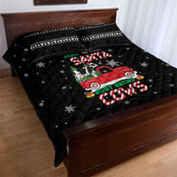 Funny Christmas Cows in Red Truck Quilt Bed Set Dear Santa Just Bring Cows Quote on Snowflake - Wonder Print Shop