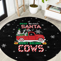 Funny Christmas Cows in Red Truck Round Carpet Dear Santa Just Bring Cows Quote on Snowflake - Wonder Print Shop
