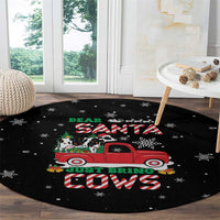 Funny Christmas Cows in Red Truck Round Carpet Dear Santa Just Bring Cows Quote on Snowflake - Wonder Print Shop